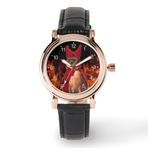Reloj De Pulsera Gato gracioso en disfraz malvado de Halloween