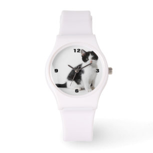 Reloj De Pulsera Gato gracioso gatito negro y blanco