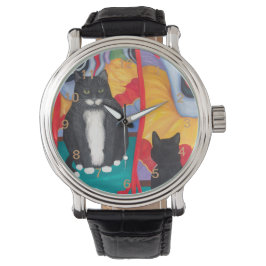Reloj De Pulsera Gato graso de casa de diversión en Tuxedo