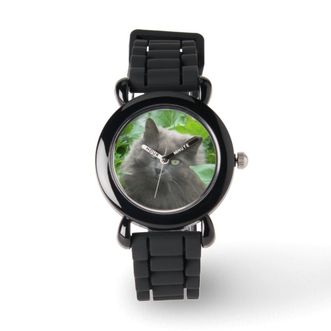 Reloj De Pulsera Gato gris haitiano largo (Anverso)