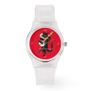 Reloj De Pulsera Gato jugando Banjo Thunder_Cove