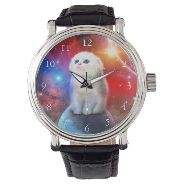 Reloj De Pulsera Gato llorando en el espacio (Anverso)