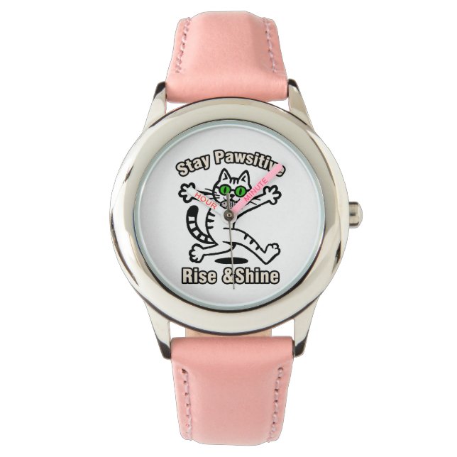 Reloj De Pulsera Gato Mantén Positividad (Anverso)