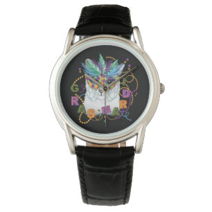 Reloj De Pulsera Gato Mardi Gras, divertida Mardi Gras