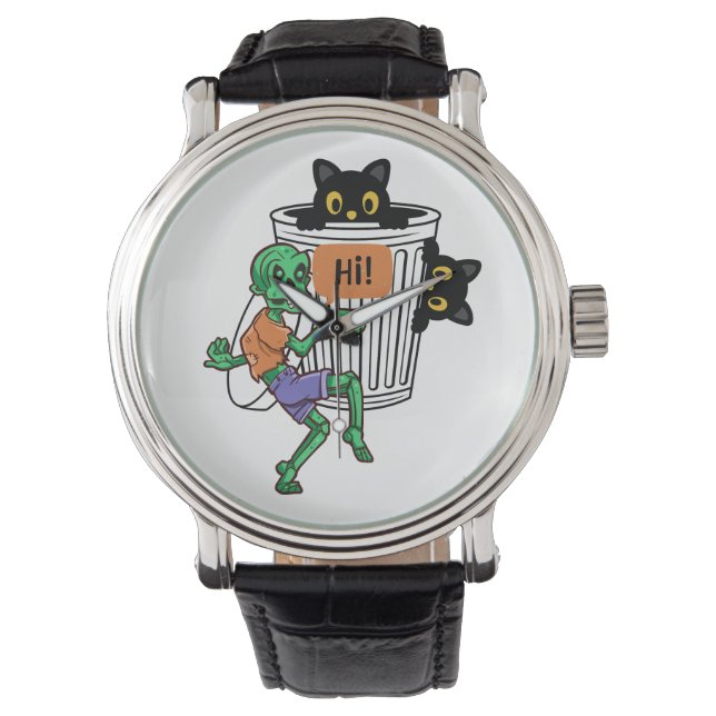 Reloj De Pulsera Gato Miedoso Halloween (Anverso)