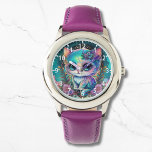 Reloj De Pulsera Gato místico gatito gatito gatito celeste animal<br><div class="desc">Cute Mystical Cat Kitten Celestial Animal eWatch Watches presenta un lindo gato místico sentado en flores silvestres de bonito. Creado por Evco Studio www.zazzle.com/store/evcostudio</div>