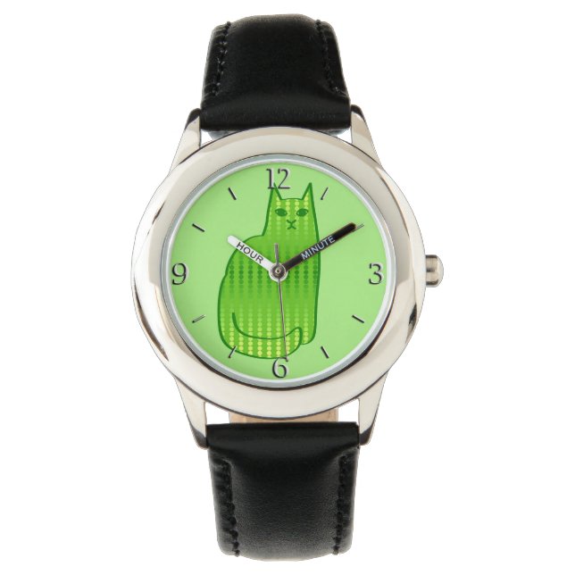Reloj De Pulsera Gato moderno de mediados de siglo, cal y verde esm (Anverso)