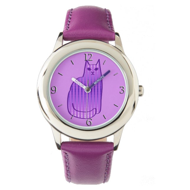 Reloj De Pulsera Gato moderno, orquídea y púrpura de mediados de si (Anverso)