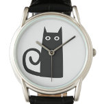 Reloj De Pulsera Gato negro<br><div class="desc">Un gato negro divertido para la buena suerte. Arte original de Nic Squirrell.</div>