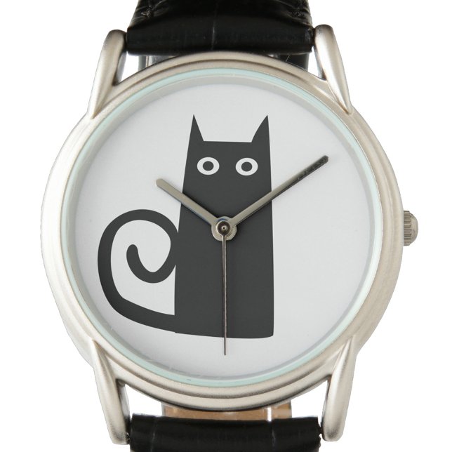 Reloj De Pulsera Gato negro (Fun Black Cat watch for animal lovers)