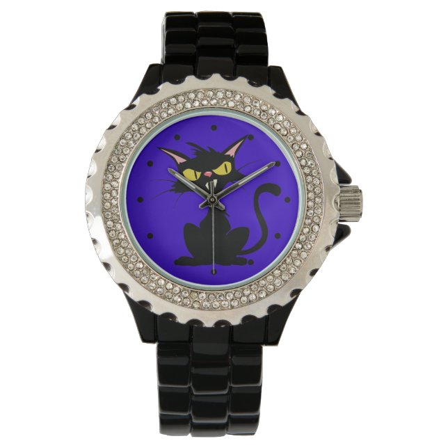 Reloj De Pulsera Gato negro (Anverso)