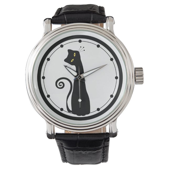 Reloj De Pulsera Gato negro (Anverso)