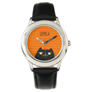 Reloj De Pulsera Gato Negro Adorable