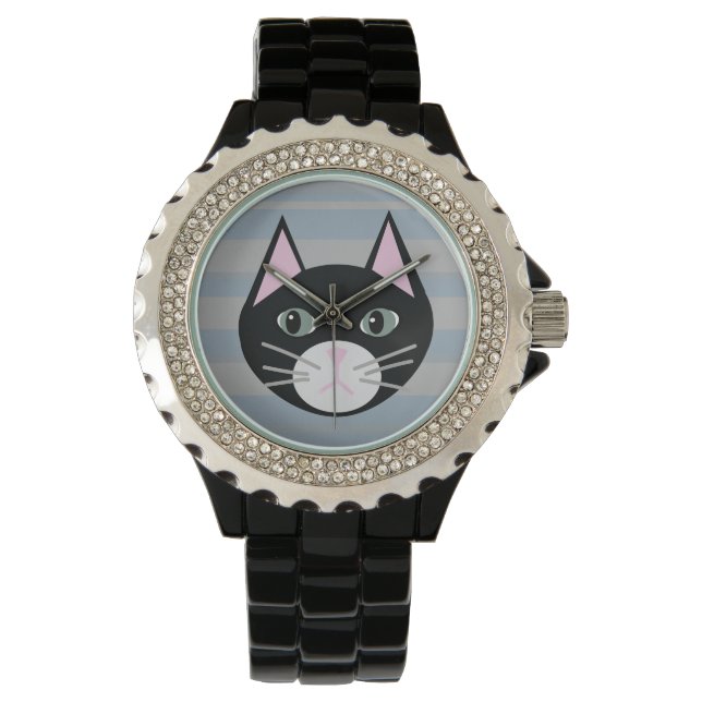 Reloj De Pulsera Gato negro, bandas (Anverso)