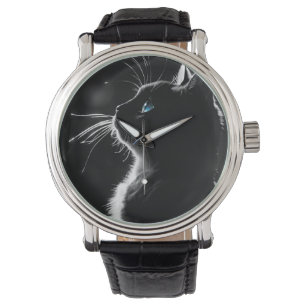 Reloj De Pulsera Gato negro brillante