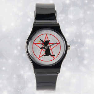 Reloj De Pulsera Gato negro brujo llegando a la estrella rojo en Pe