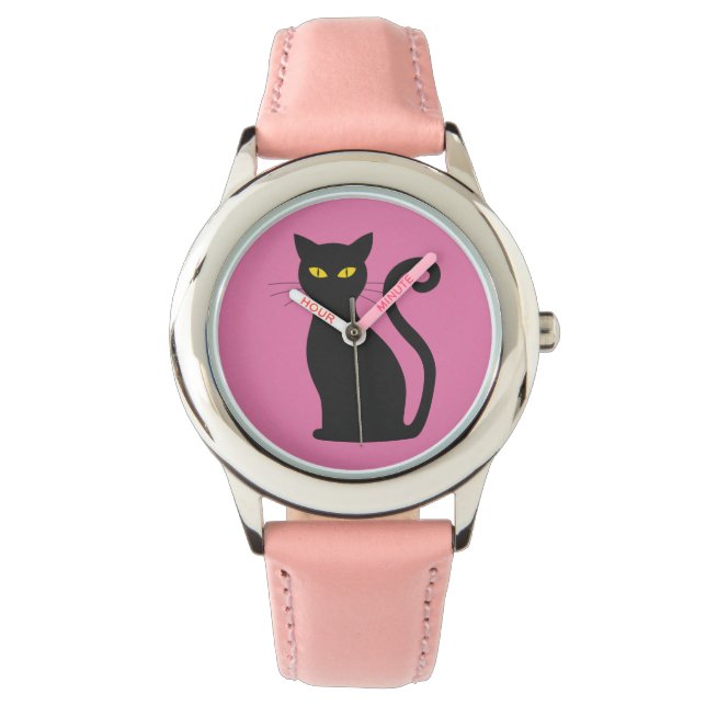 RELOJ DE PULSERA GATO NEGRO CHICAS PINK WATCH (Anverso)