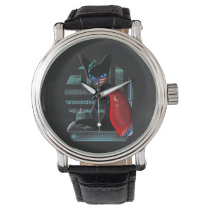 Reloj De Pulsera Gato negro Cyberpunk Ninja