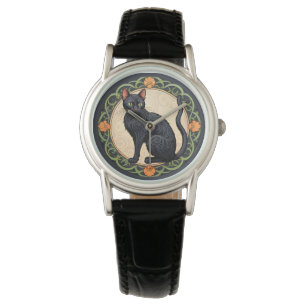 Reloj De Pulsera Gato negro de Art Nouveau