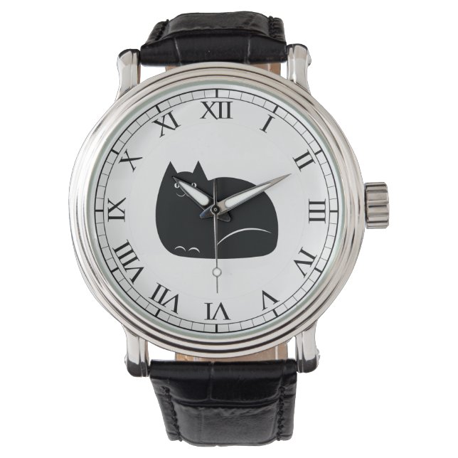 Reloj De Pulsera Gato negro de grasa (Anverso)