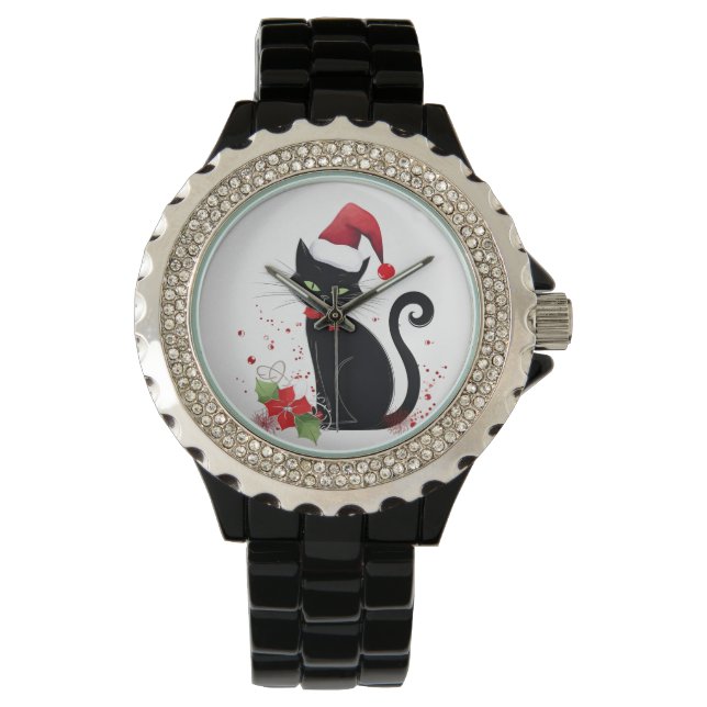 Reloj De Pulsera Gato negro festivo (Anverso)