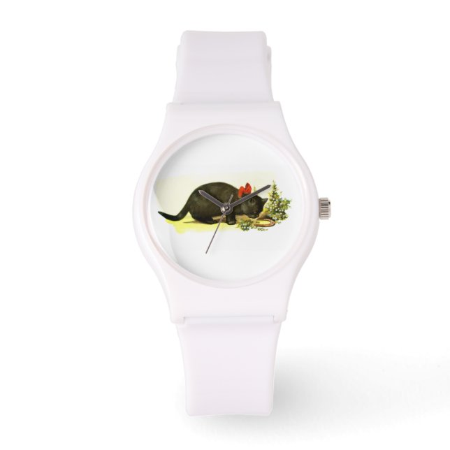 Reloj De Pulsera Gato negro lujoso (Anverso)
