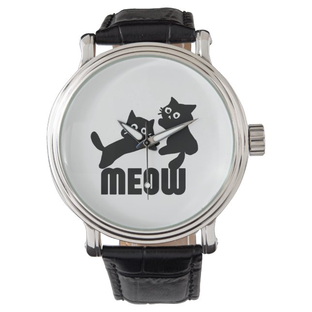 Reloj De Pulsera gato negro, miau (Anverso)