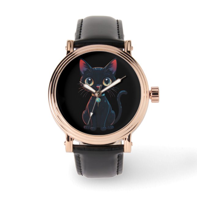 Reloj De Pulsera Gato negro poco espeluznante (Anverso)