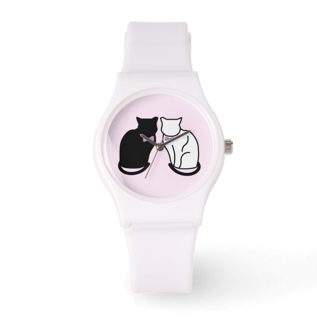 Reloj De Pulsera Gato negro y blanco (Anverso)