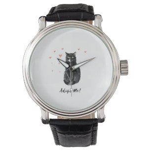 Reloj De Pulsera Gato negro y lindo me adopta