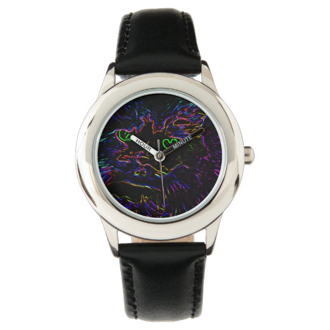 Reloj De Pulsera Gato Neon Glow (Anverso)