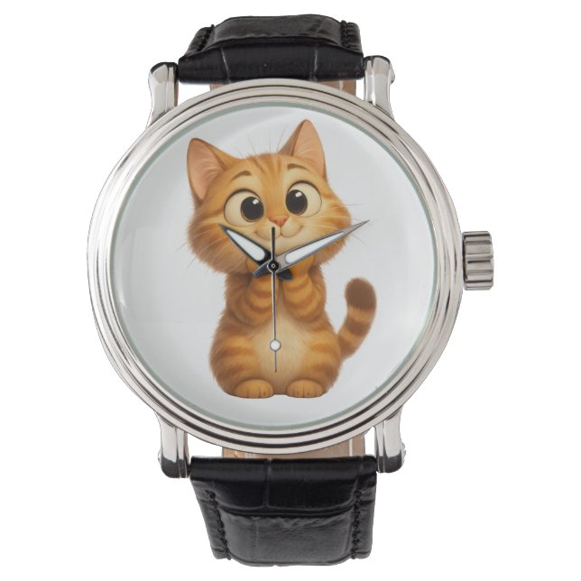 Reloj De Pulsera Gato Personalizado, Naranja Tabby Cat (Anverso)