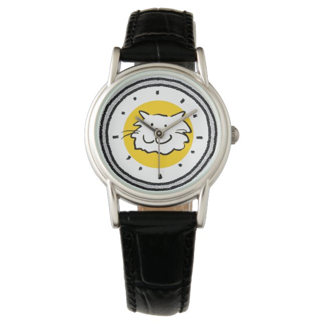 Reloj De Pulsera Gato sonriente feliz como Ilustracion Personalizad (Anverso)