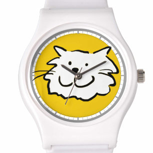 Reloj De Pulsera Gato sonriente feliz como Ilustracion Personalizad