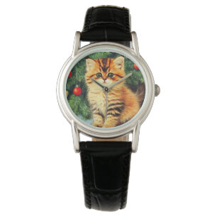 Reloj De Pulsera Gato vintage de Navidad