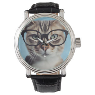 Reloj De Pulsera Gato vistiendo gafas