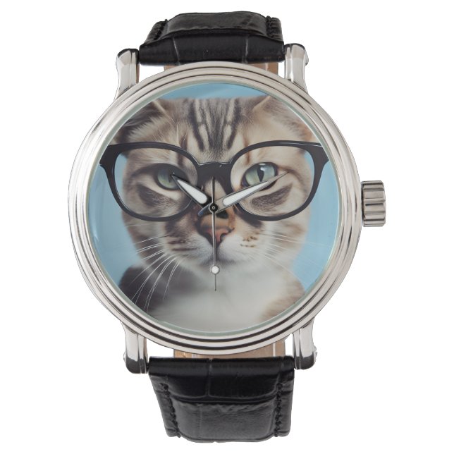 Reloj De Pulsera Gato vistiendo gafas (Anverso)