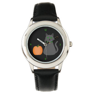 Reloj De Pulsera Gato y calabaza de Halloween
