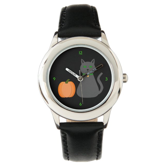 Reloj De Pulsera Gato y calabaza de Halloween (Anverso)