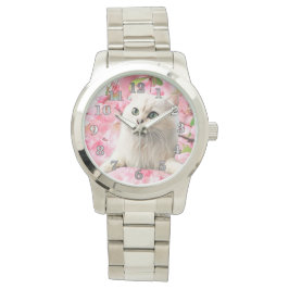 Reloj De Pulsera Gato y flores