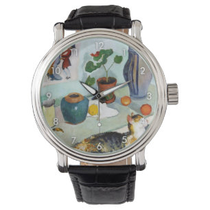 Reloj De Pulsera Gato y Naturaleza Muerta, August Macke