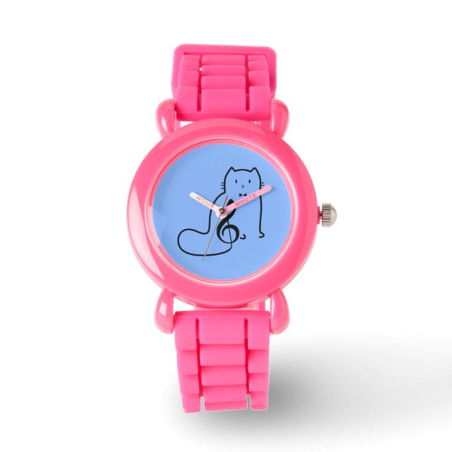 RELOJ DE PULSERA GATO Y NOTA MUSICAL (Anverso)