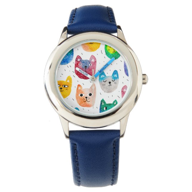Reloj De Pulsera Gatos acuarelas y amigos (Anverso)