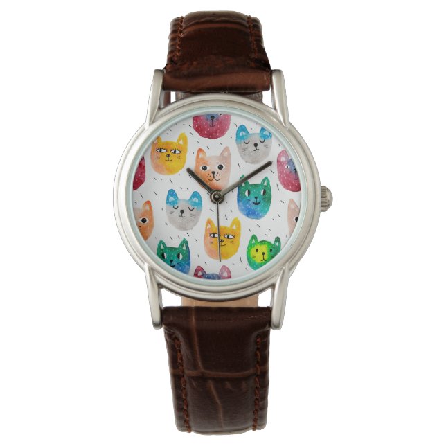 Reloj De Pulsera Gatos acuarelas y amigos (Anverso)