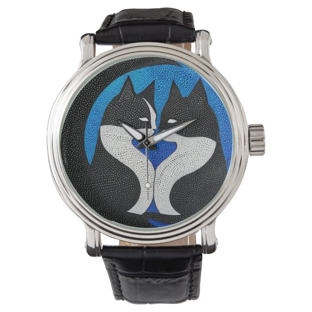 Reloj De Pulsera Gatos blancos y negros (Anverso)