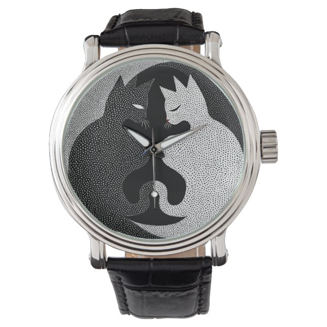 Reloj De Pulsera Gatos blancos y negros (Anverso)