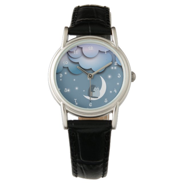 Reloj De Pulsera Gatos burdos se burlan del arte lunar (Anverso)