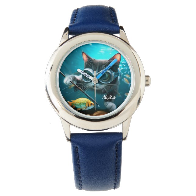 Reloj De Pulsera Gatos divertidos en el acuario (Anverso)