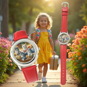 Reloj De Pulsera Gatos en el sofá - escenas lindas con aspecto vint