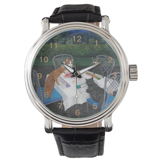 Reloj De Pulsera Gatos jugando Mahjong (Anverso)